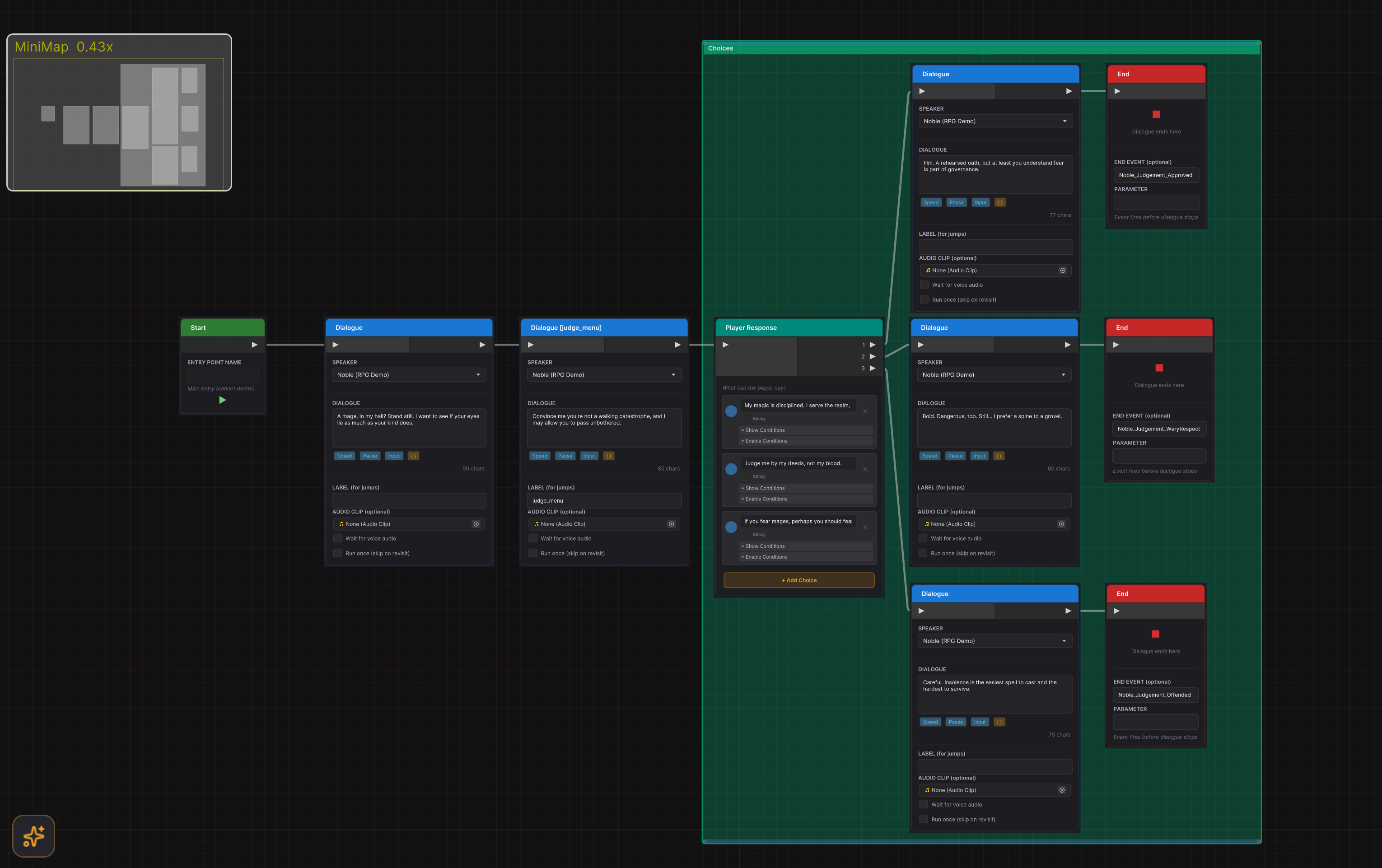Node graph with connected nodes